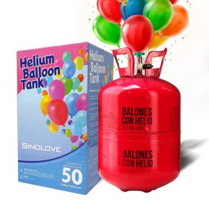 Tanque de Gas Helio Descartable+50 Globos 9" y Cintas